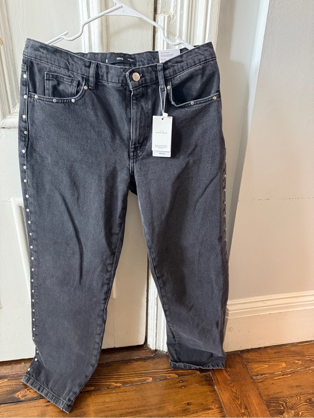 Mango Black Studded Denim Jeans